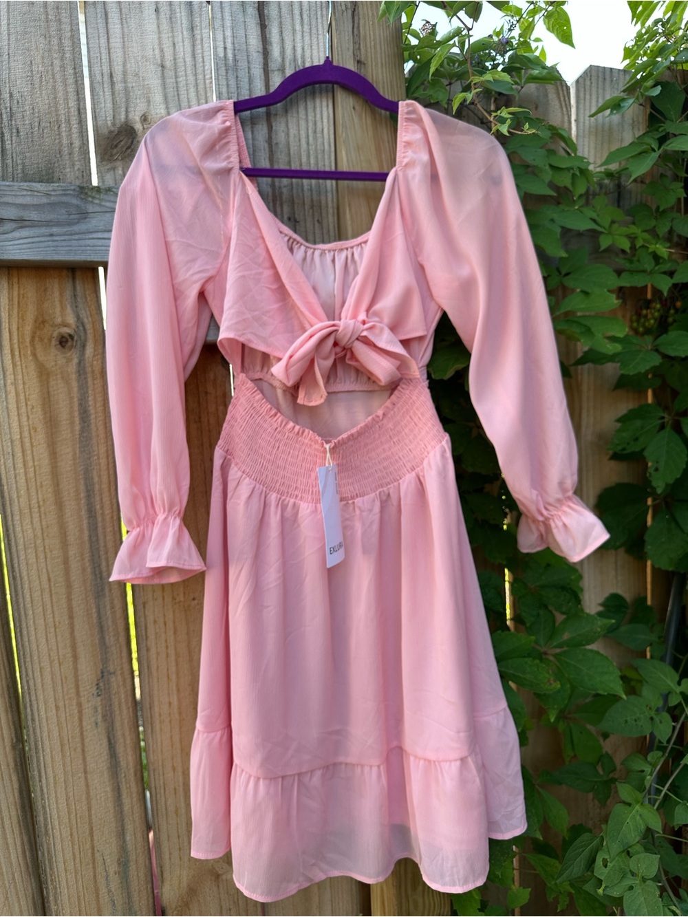 Pink Tie-Front Two-Piece Dress